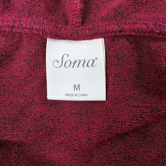 SOMA M Weekend Pajama Dress Hooded Loungewear Red Long Sleeve Soft Sleepwear - Picture 8 of 11